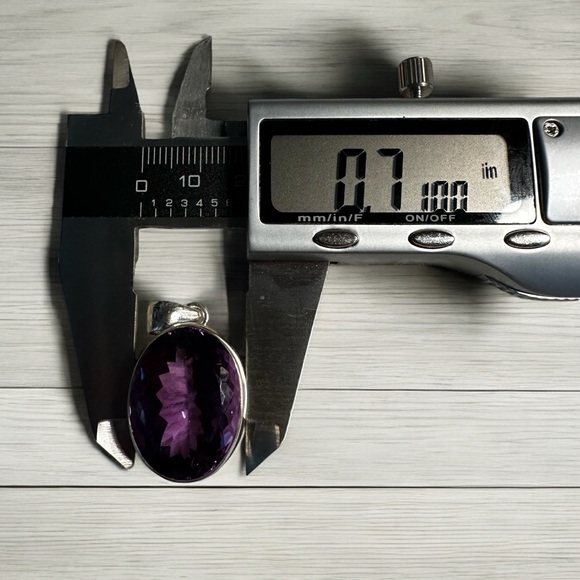 Large Oval Amethyst Sterling Silver Necklace - Picture 8 of 11